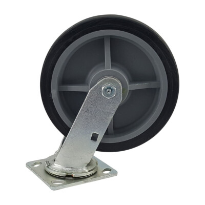 Platform Truck Swivel Caster - 8 inch Thermoplastic Rubber (flat)