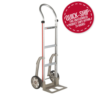 hand truck has straight back frame