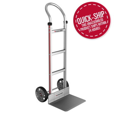 hand truck has straight back frame (QS)